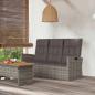 Preview: ARDEBO.de - Gartenbank mit Liegefunktion & Kissen Grau 173 cm Poly Rattan