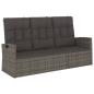 Preview: Gartenbank mit Liegefunktion & Kissen Grau 173 cm Poly Rattan