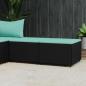 Preview: ARDEBO.de - Gartenhocker mit Kissen 2 Stk. Schwarz Poly Rattan