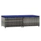 Preview: Gartenhocker mit Kissen 2 Stk. Grau Poly Rattan