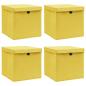 Preview: ARDEBO.de - Aufbewahrungsboxen mit Deckeln 4 Stk. Gelb 32x32x32 cm Stoff