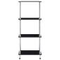 Preview: Regal mit 4 Ablagen Schwarz 40x40x100 cm Hartglas