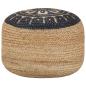 Preview: ARDEBO.de - Handgefertigter Sitzpuff Blau 45 x 30 cm Jute