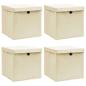 Preview: ARDEBO.de - Aufbewahrungsboxen mit Deckel 4 Stk. Creme 32x32x32 cm Stoff