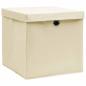 Preview: Aufbewahrungsboxen mit Deckel 4 Stk. Creme 32x32x32 cm Stoff