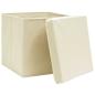Preview: Aufbewahrungsboxen mit Deckel 4 Stk. Creme 32x32x32 cm Stoff