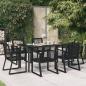 Preview: ARDEBO.de - 7-tlg. Garten-Essgruppe Schwarz PVC-Rattan