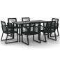 Preview: 7-tlg. Garten-Essgruppe Schwarz PVC-Rattan