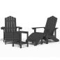 Preview: Adirondack-Gartenst?hle mit Hocker & Tisch HDPE Anthrazit