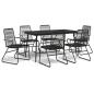 Preview: 7-tlg. Garten-Essgruppe Schwarz PVC-Rattan