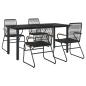 Preview: 5-tlg. Garten-Essgruppe Schwarz PVC Rattan