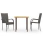 Preview: ARDEBO.de - 3-tlg. Garten-Essgruppe Poly Rattan Braun