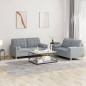 Preview: ARDEBO.de - 2-tlg. Sofagarnitur mit Kissen Hellgrau Stoff