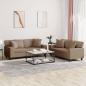 Preview: ARDEBO.de - 2-tlg. Sofagarnitur mit Kissen Cappuccino-Braun Kunstleder