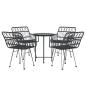 Preview: 5-tlg. Garten-Essgruppe Schwarz Poly Rattan