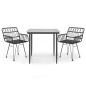 Preview: 3-tlg. Garten-Essgruppe Schwarz Poly Rattan