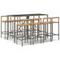 Preview: 9-tlg. Gartenbar-Set Grau Poly Rattan & Massivholz Akazie