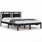 Preview: Massivholzbett Schwarz 200x200 cm