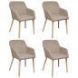 Preview: ARDEBO.de - Esszimmerstühle 4 Stk. Beige Stoff und Massivholz Eiche