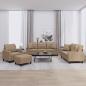 Preview: ARDEBO.de - 4-tlg. Sofagarnitur mit Kissen Cappuccino-Braun Kunstleder