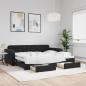 Preview: ARDEBO.de - Tagesbett Ausziehbar mit Schubladen Schwarz 90x200 cm Samt