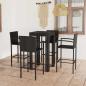 Preview: ARDEBO.de - 5-tlg. Garten-Bar-Set mit Armlehnen Poly Rattan Schwarz