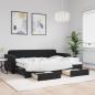 Preview: ARDEBO.de - Tagesbett Ausziehbar mit Schubladen Schwarz 80x200 cm Samt