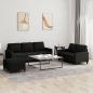 Preview: ARDEBO.de - 3-tlg. Sofagarnitur mit Kissen Schwarz Stoff
