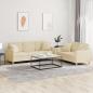 Preview: ARDEBO.de - 2-tlg. Sofagarnitur mit Kissen Creme Stoff