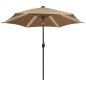 Preview: Sonnenschirm mit LED-Beleuchtung und Alu-Mast 300 cm Taupe