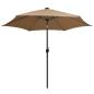 Preview: Sonnenschirm mit LED-Beleuchtung und Alu-Mast 300 cm Taupe