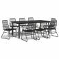 Preview: 9-tlg. Garten-Essgruppe Schwarz PVC Rattan