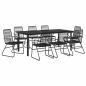 Preview: 9-tlg. Garten-Essgruppe Schwarz PVC Rattan