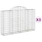 Preview: Gabionen mit Hochbogen 3 Stk. 200x30x120/140cm Verzinktes Eisen