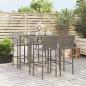 Preview: ARDEBO.de - 5-tlg. Gartenbar-Set Grau Poly Rattan