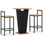 Preview: 3-tlg. Gartenbar-Set Schwarz Poly Rattan & Massivholz Akazie