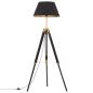 Preview: Stativlampe Schwarz und Golden Teak Massivholz 141 cm