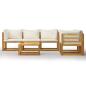 Preview: 6-tlg. Garten-Lounge-Set mit Auflagen Creme Massivholz Akazie