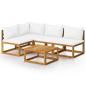 Preview: 5-tlg. Garten-Lounge-Set mit Auflagen Creme Massivholz Akazie