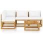 Preview: 5-tlg. Garten-Lounge-Set mit Auflagen Creme Massivholz Akazie