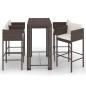 Preview: 5-tlg. Gartenbar-Set mit Kissen Poly Rattan Braun