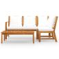 Preview: 4-tlg. Garten-Lounge-Set mit Auflagen Creme Massivholz Akazie