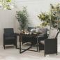 Preview: ARDEBO.de - 5-tlg. Garten-Essgruppe mit Kissen Poly Rattan Schwarz