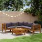 Preview: ARDEBO.de - 6-tlg. Garten-Lounge-Set mit Auflage Massivholz Akazie