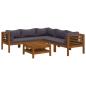 Preview: 6-tlg. Garten-Lounge-Set mit Auflage Massivholz Akazie