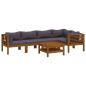 Preview: 6-tlg. Garten-Lounge-Set mit Auflage Massivholz Akazie