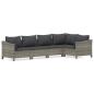 Preview: 5-tlg. Garten-Lounge-Set mit Kissen Grau Poly Rattan