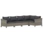 Preview: 5-tlg. Garten-Lounge-Set mit Kissen Grau Poly Rattan