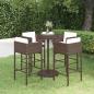 Preview: ARDEBO.de - 5-tlg. Gartenbar-Set mit Kissen Poly Rattan Braun
