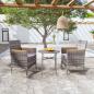 Preview: ARDEBO.de - 3-tlg. Garten-Essgruppe Poly Rattan Grau
